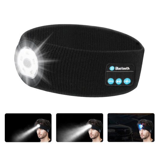1Pc Bluetooth Headband Headphone Wireless Music Sports Headband with Headlamp