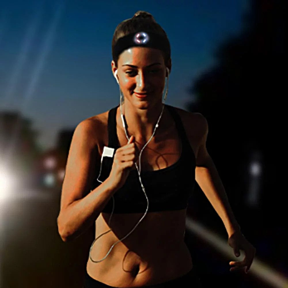 1Pc Bluetooth Headband Headphone Wireless Music Sports Headband with Headlamp