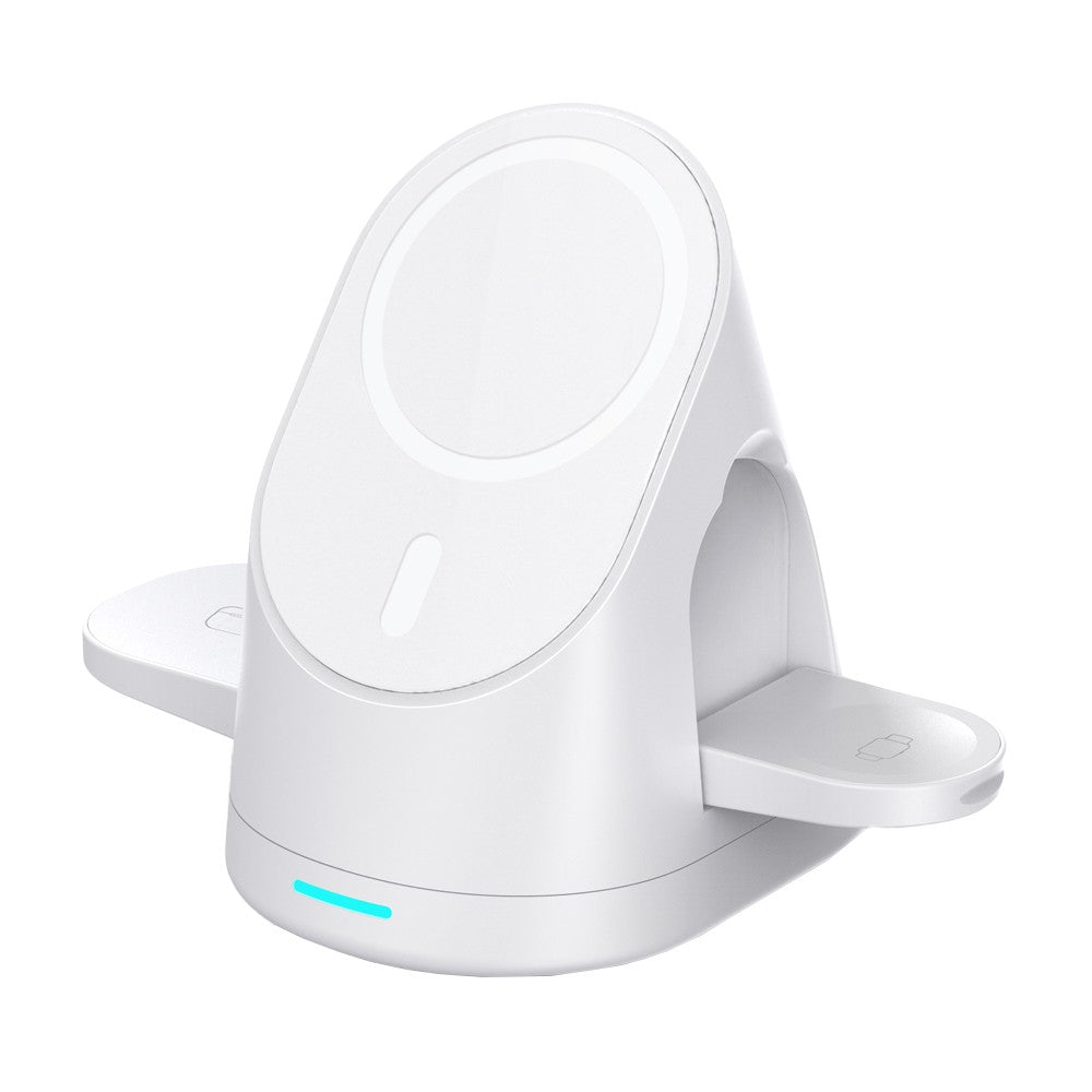3-in-1 Wireless Magnetic Charger Qi Fast Charging Stand for iPhone Airpods-White