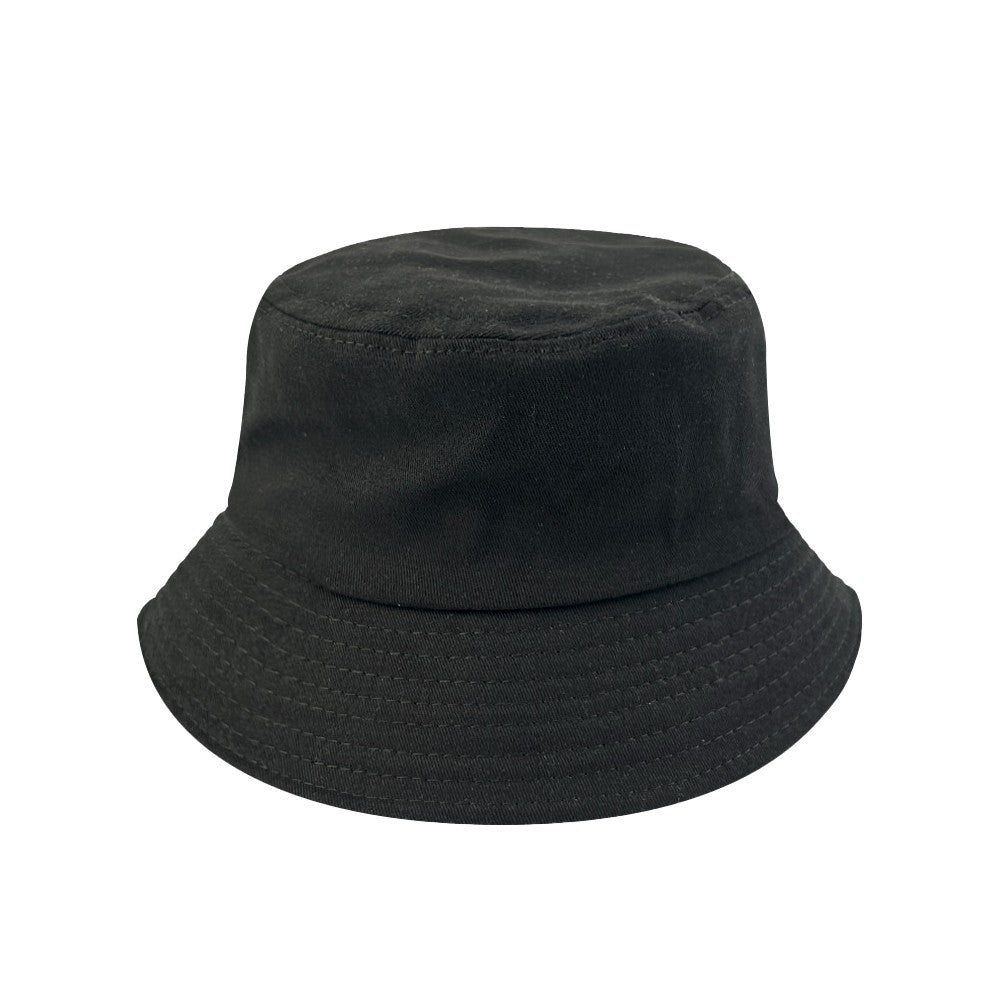 2Pcs Unisex Bucket Hat Cotton Outdoor Sun Cap - Black + Orange