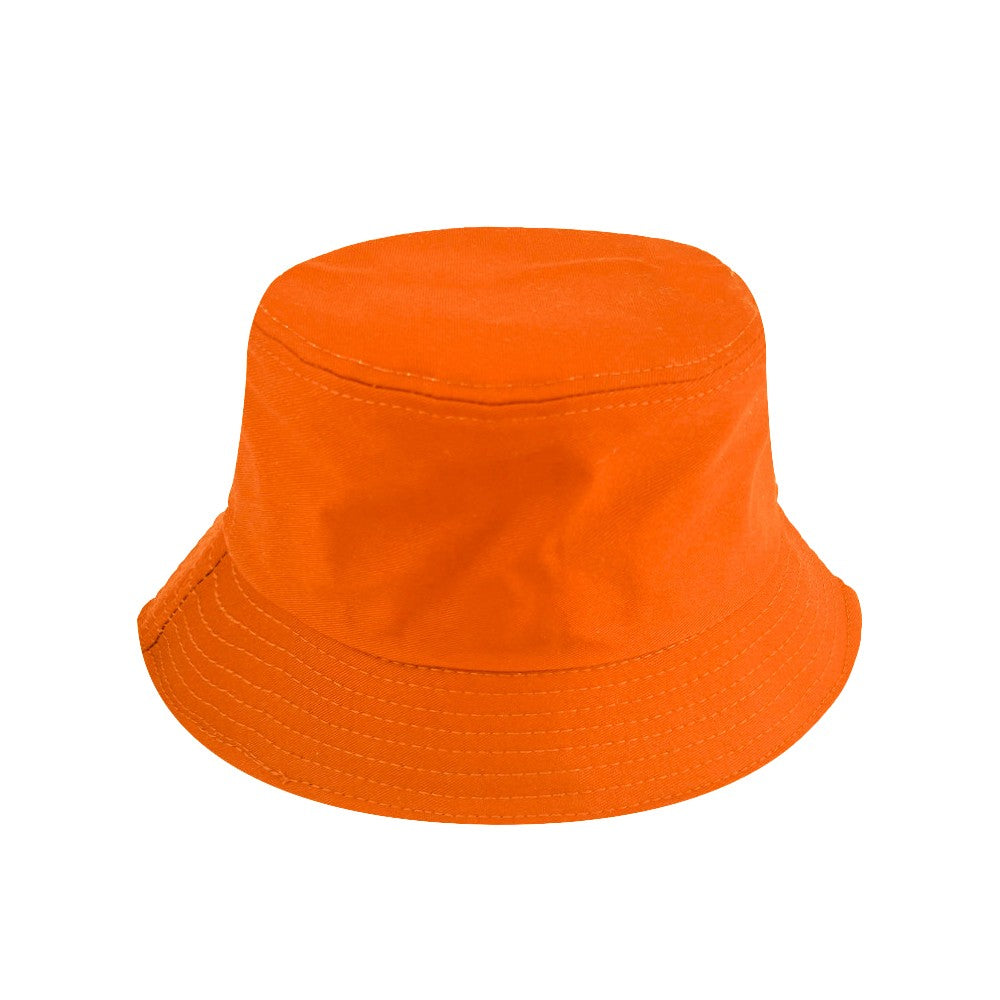 2Pcs Unisex Bucket Hat Cotton Outdoor Sun Cap - Black + Orange