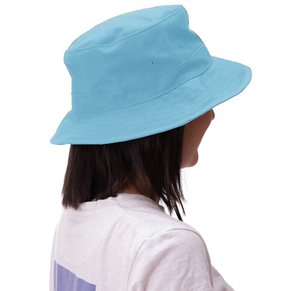 2Pcs Unisex Bucket Hat Cotton Outdoor Sun Cap - Light Blue + Pink