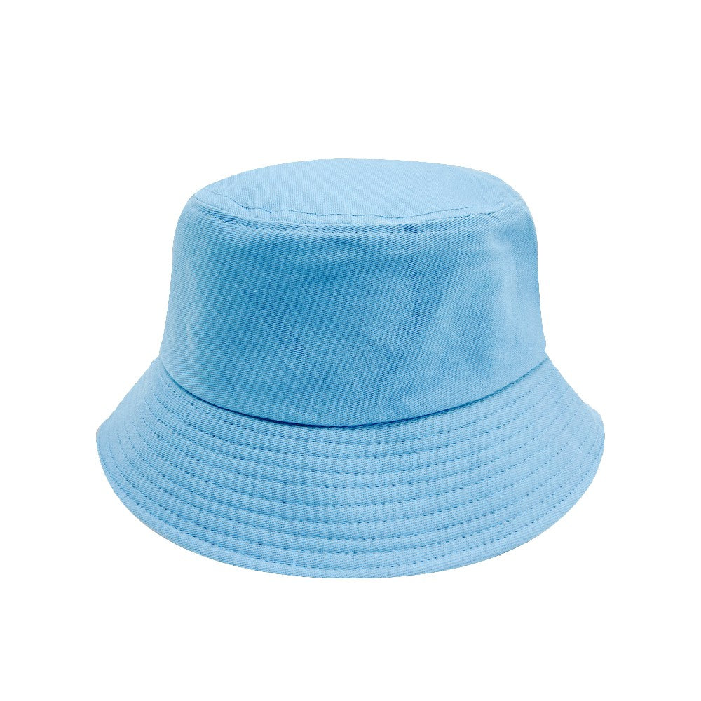 2Pcs Unisex Bucket Hat Cotton Outdoor Sun Cap - Light Blue + Pink