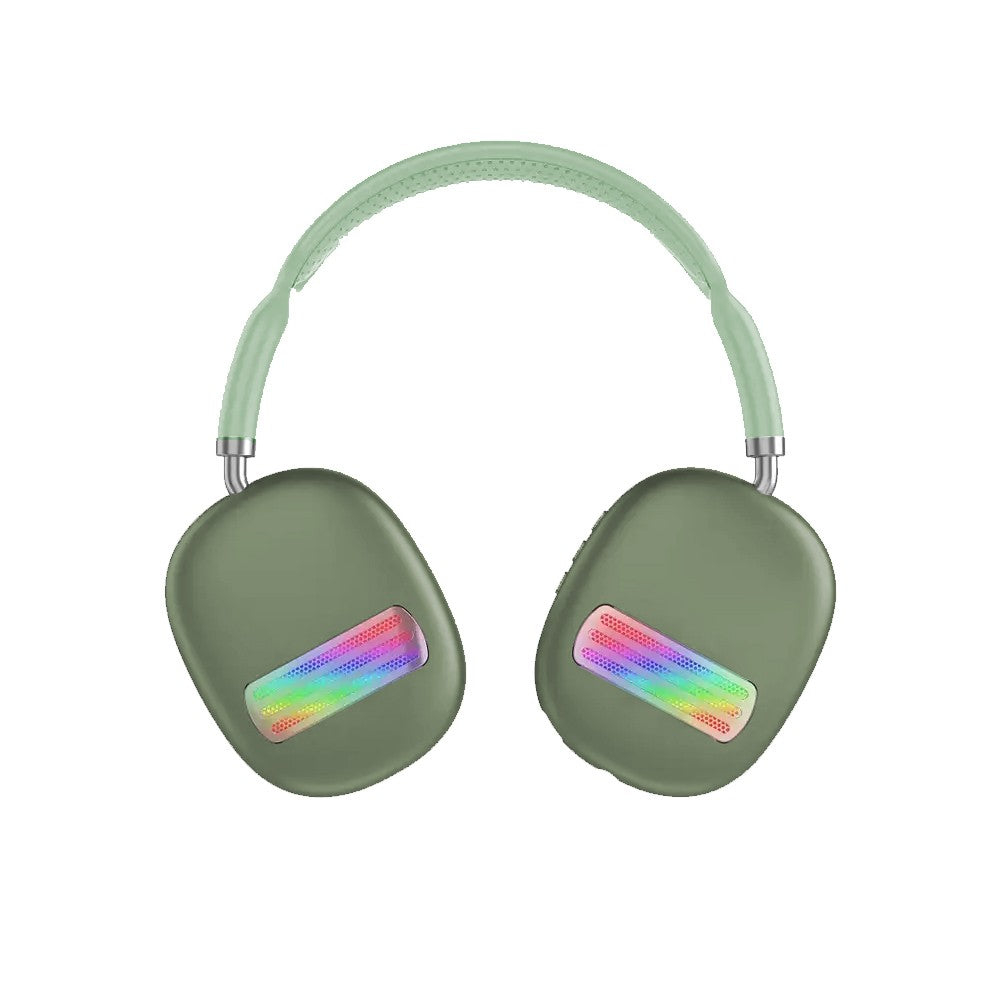Light-Up Bluetooth Gaming Headphones Wireless Over Ear Headset with Mic - Green