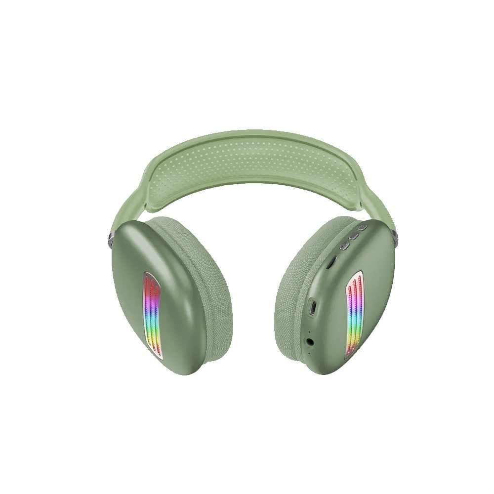 Light-Up Bluetooth Gaming Headphones Wireless Over Ear Headset with Mic - Green