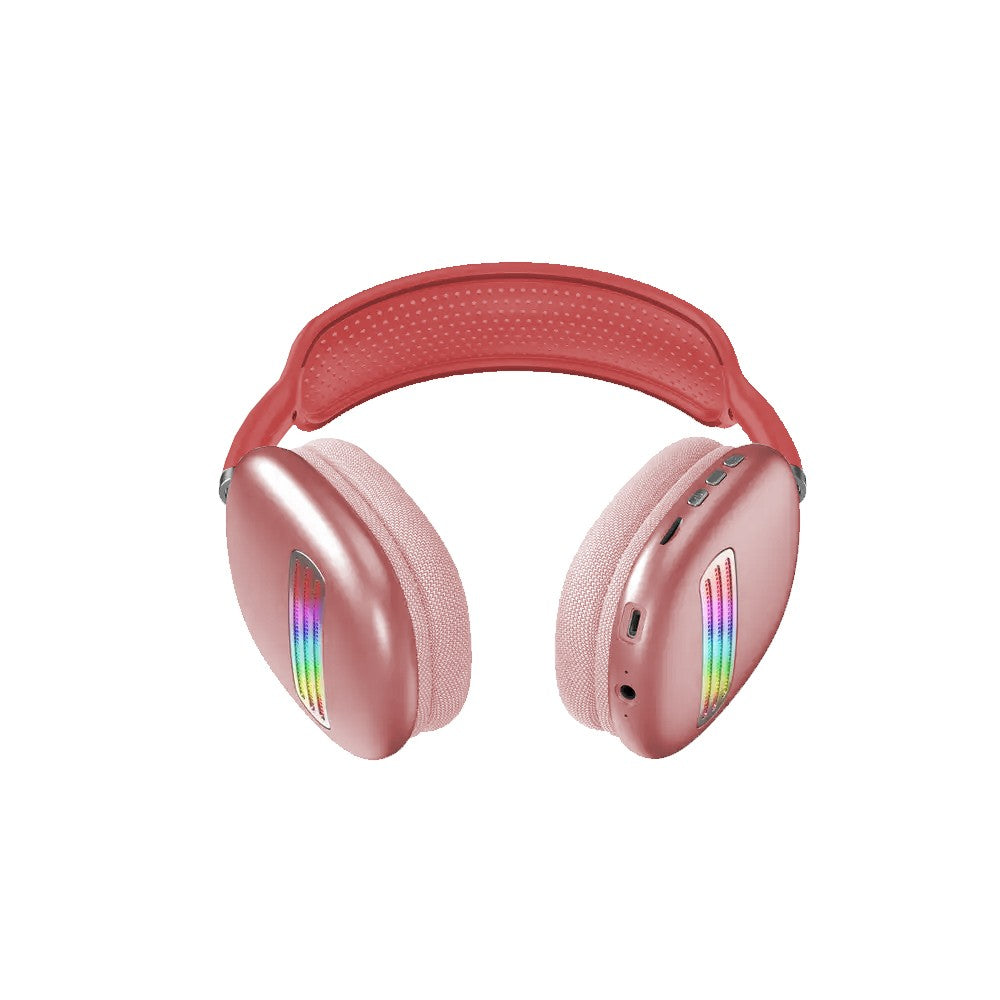 Light-Up Bluetooth Gaming Headphones Wireless Over Ear Headset with Mic - Red