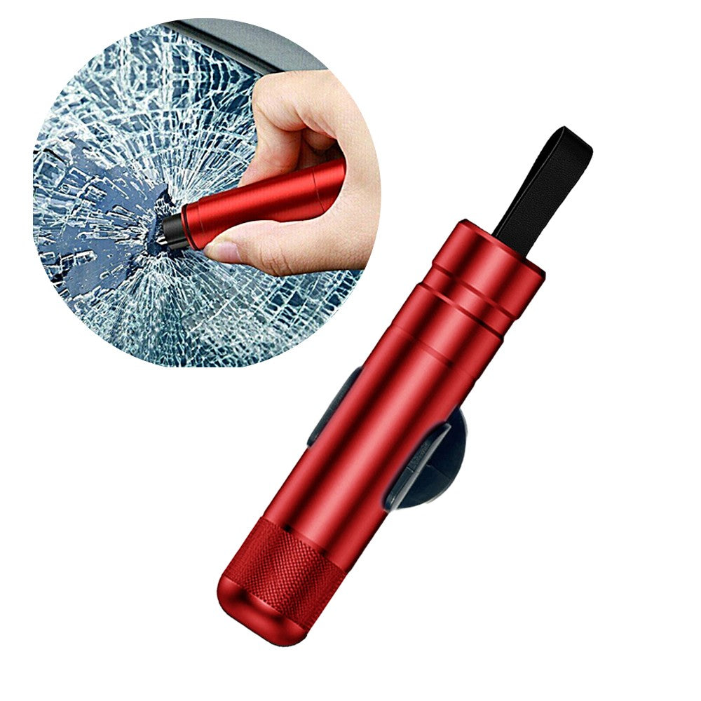 Car Safety Hammer Glass Breaker Seat Belt Cutter Emergency Escape Tool - Red