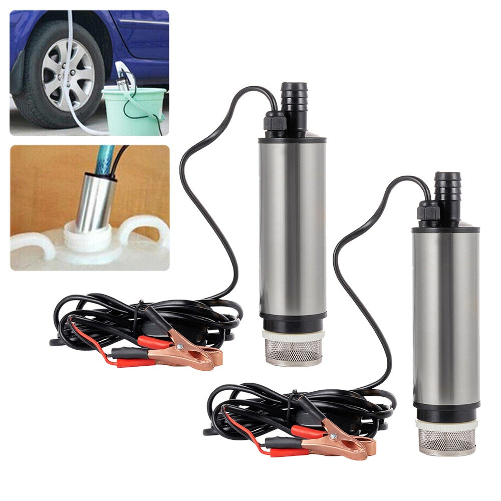 2Pcs 12V Stainless Steel Diesel Fuel Pump Water Oil Transfer Vessel Pump