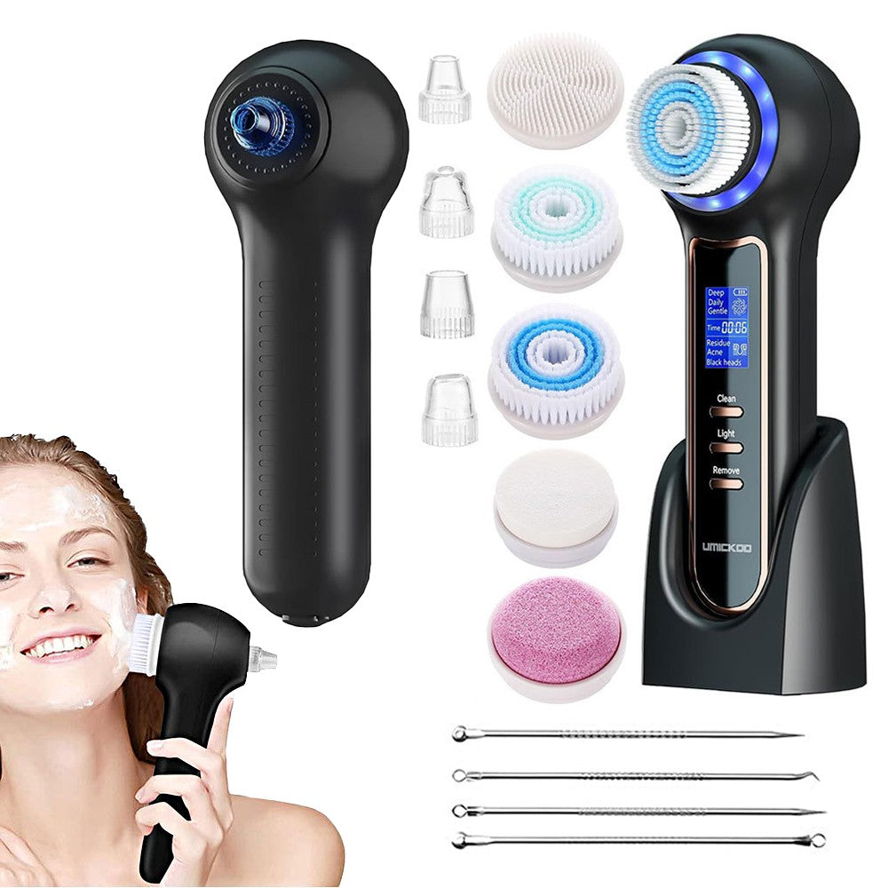 2-in-1 Rechargeable Facial Cleansing Brush and Blackhead Remover with LCD Screen