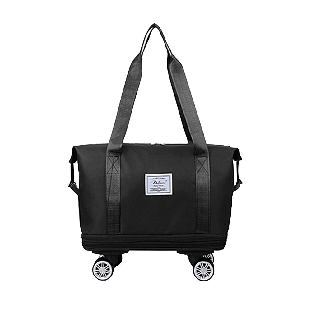 Rolling Duffel Bag with Wheels Expandable Duffle Bag Travel Overnight Luggage Bag Black