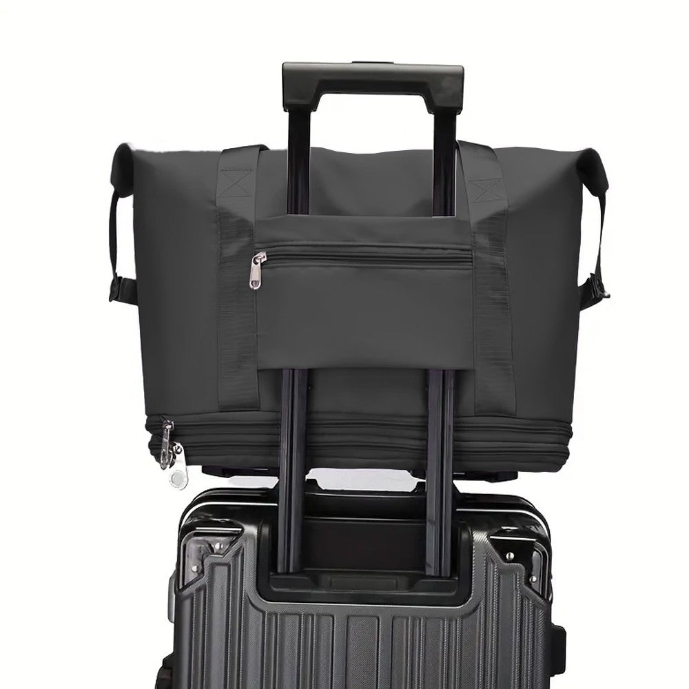 Rolling Duffel Bag with Wheels Expandable Duffle Bag Travel Overnight Luggage Bag Black