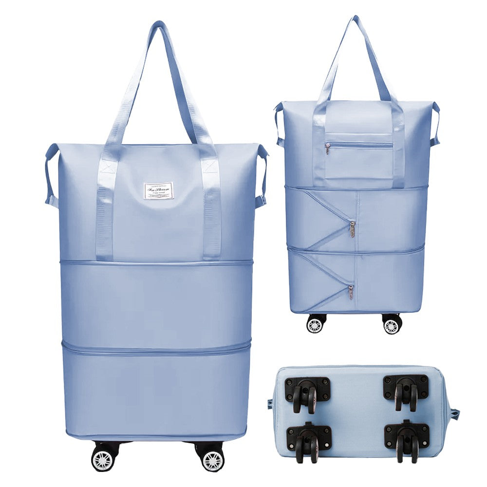 Rolling Duffel Bag with Wheels Expandable Duffle Bag Travel Overnight Luggage Bag Blue