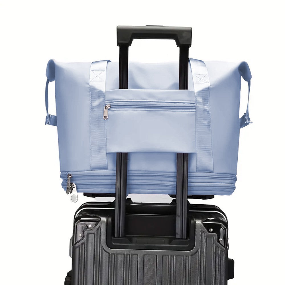 Rolling Duffel Bag with Wheels Expandable Duffle Bag Travel Overnight Luggage Bag Blue