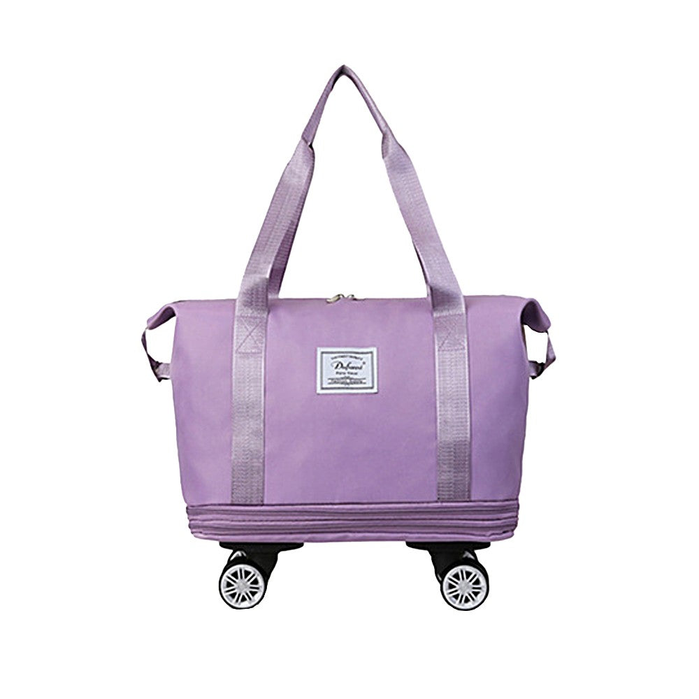 Rolling Duffel Bag with Wheels Expandable Duffle Bag Travel Overnight Luggage Bag Light Purple
