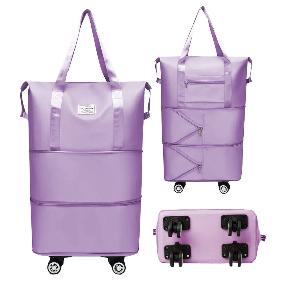 Rolling Duffel Bag with Wheels Expandable Duffle Bag Travel Overnight Luggage Bag Light Purple