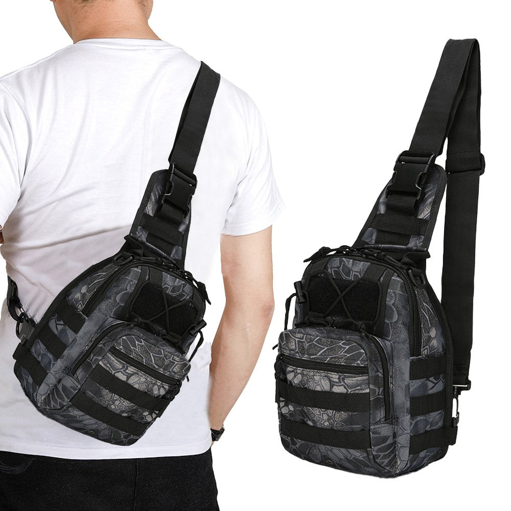 Mens Chest Bag Shoulder Bag Outdoor Sport Tactical Bag Satchel Daily Bag - Black
