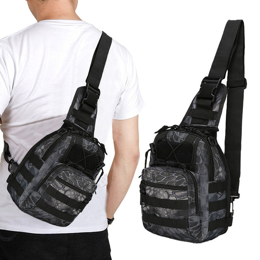 Mens Chest Bag Shoulder Bag Outdoor Sport Tactical Bag Satchel Daily Bag - Black