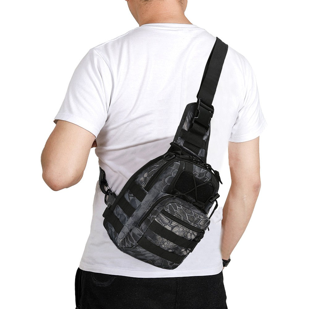 Mens Chest Bag Shoulder Bag Outdoor Sport Tactical Bag Satchel Daily Bag - Black