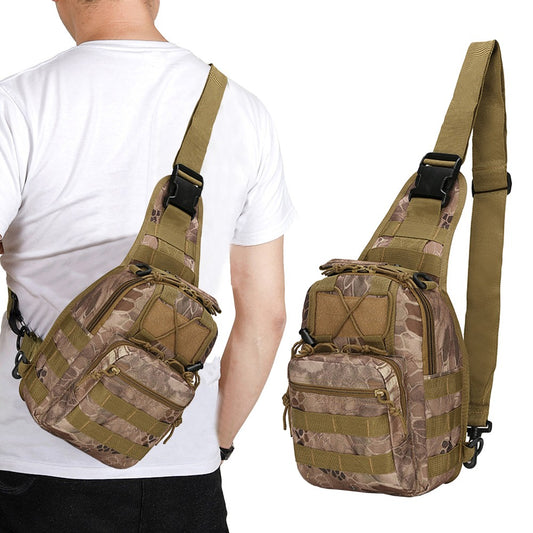 Mens Chest Bag Shoulder Bag Outdoor Sport Tactical Bag Satchel Daily Bag - Brown