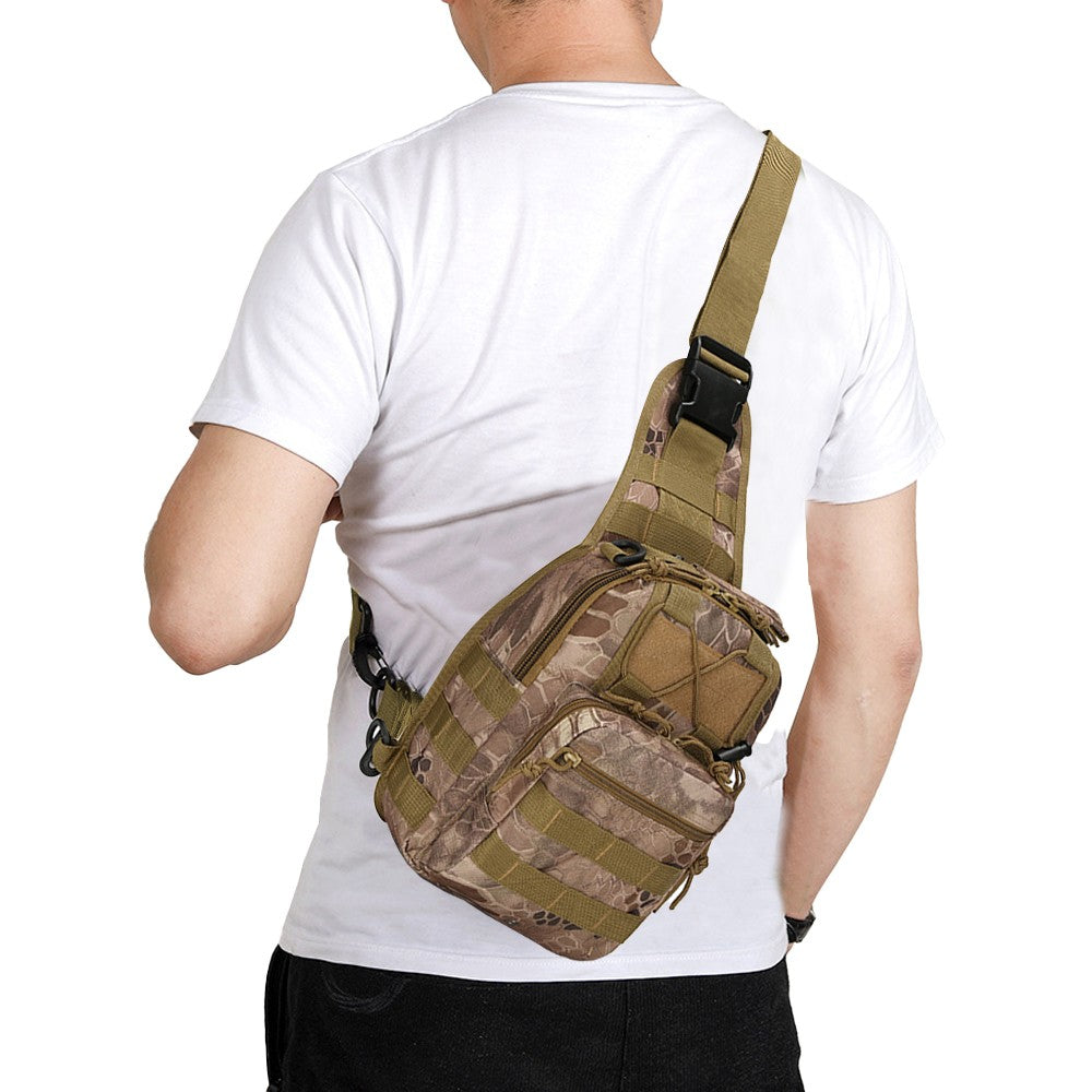 Mens Chest Bag Shoulder Bag Outdoor Sport Tactical Bag Satchel Daily Bag - Brown