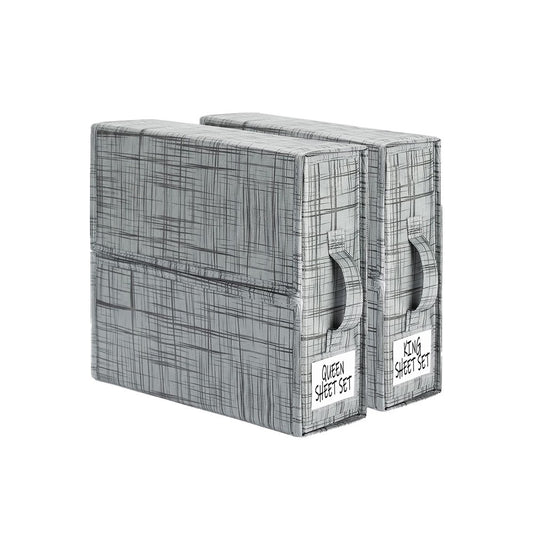 2Pcs Foldable Bed Sheet Organizer Wardrobe Bedding Storage Container - Style 2