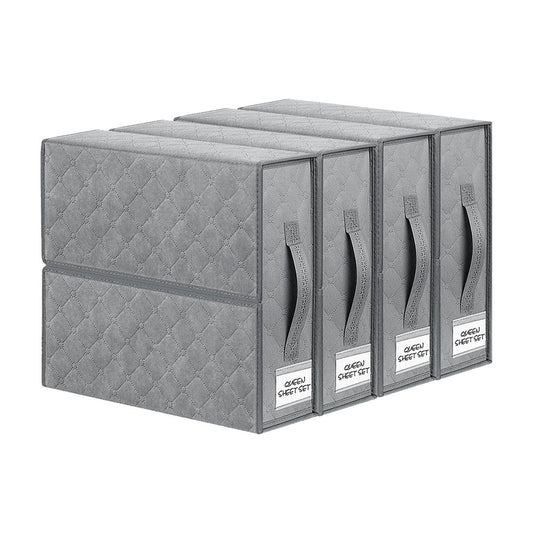 4Pcs Foldable Bed Sheet Organizer Wardrobe Bedding Storage Container - Style 1