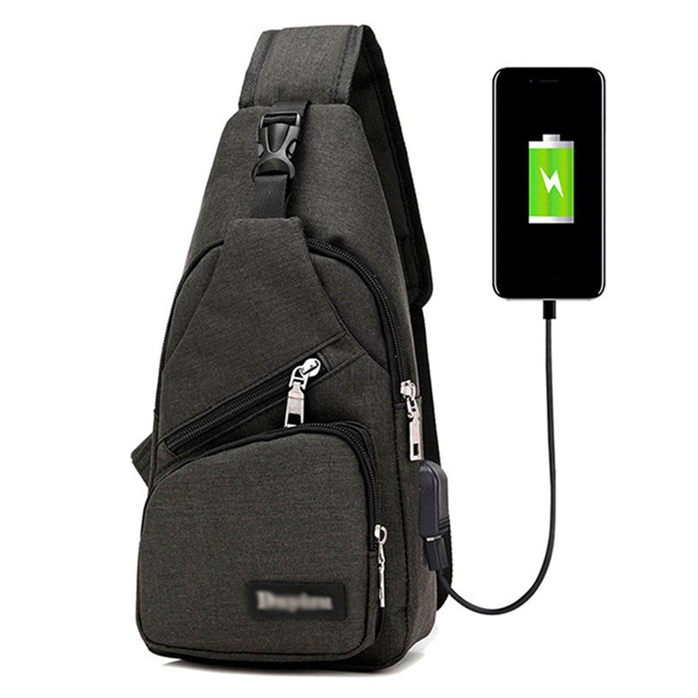 Anti Theft Backpack with USB Charging Port Black Grey Color