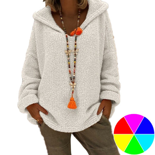 Women Casual Hooded Pullover Knitted Sweater