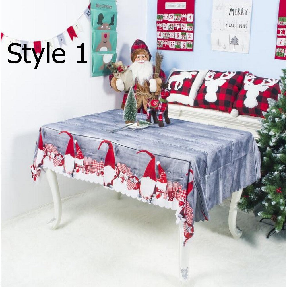 Christmas Floral Jacquard Tablecloth