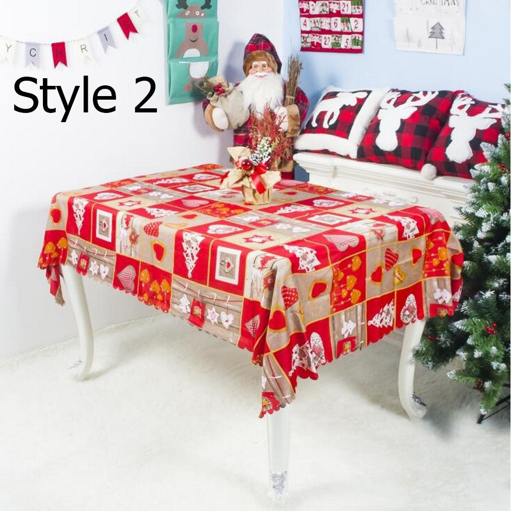 Christmas Floral Jacquard Tablecloth