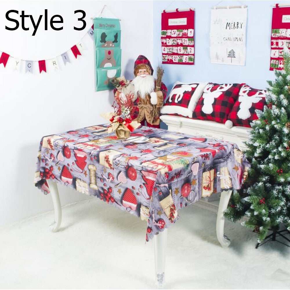 Christmas Floral Jacquard Tablecloth