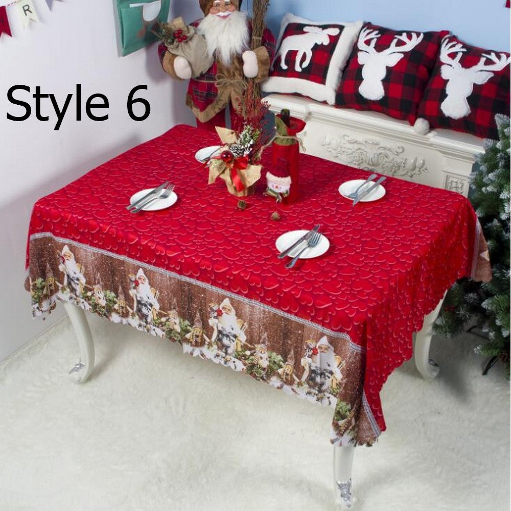 Christmas Floral Jacquard Tablecloth