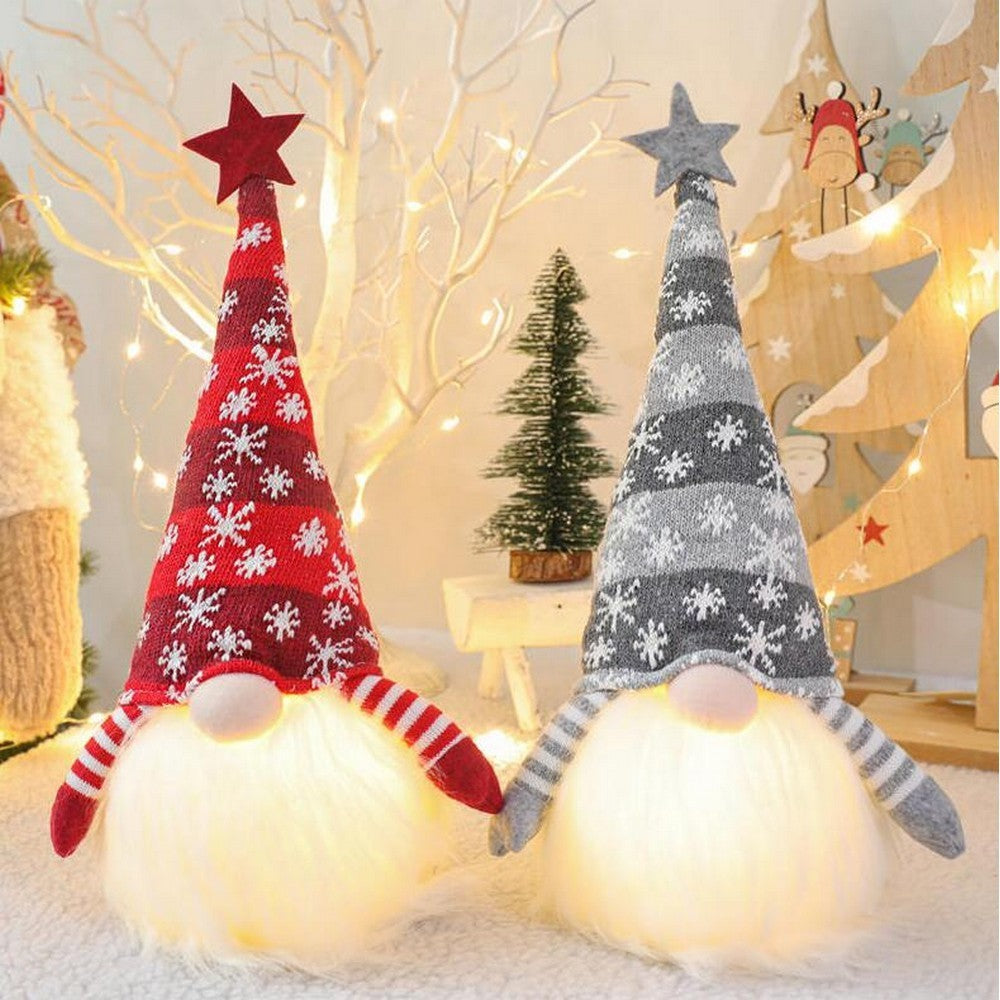 LED Christmas Snowflake Star Glowing Plush Dwarf Doll