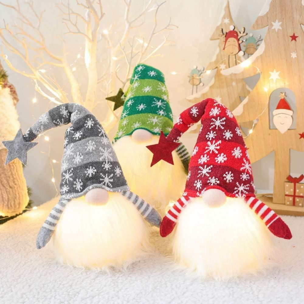 LED Christmas Snowflake Star Glowing Plush Dwarf Doll