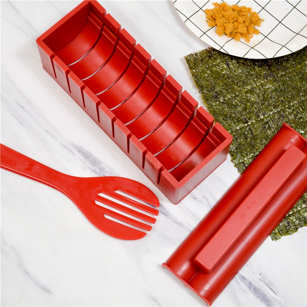 10Pcs Red DIY Sushi Making Kit Kitchen Tools Sushi Maker Sushi Rice Mold Set