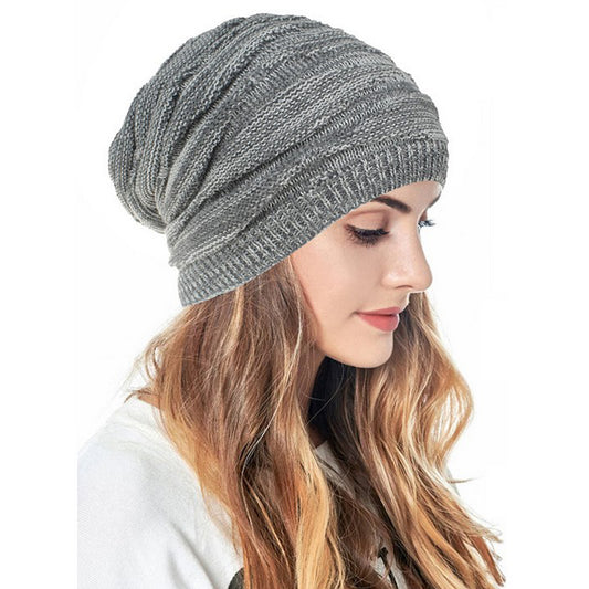 Knitted Hat for Women Men Beanies Hat Winter Warm Hat Soft Stretch Cap Outdoor Warm Hat Grey