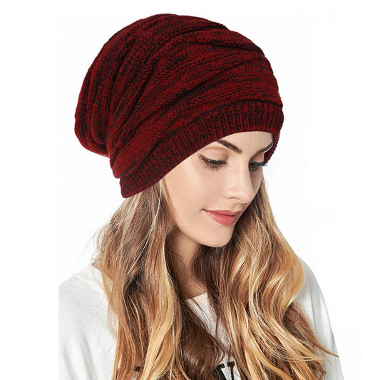 Knitted Hat for Women Men Beanies Hat Winter Warm Hat Soft Stretch Cap Outdoor Warm Hat Red