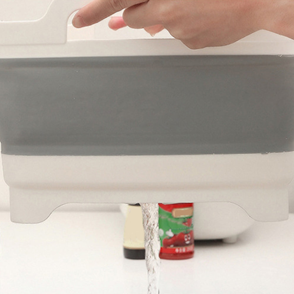 9L Collapsible Dish Tub Portable Sink Folding Washing Basin with Drain Plug