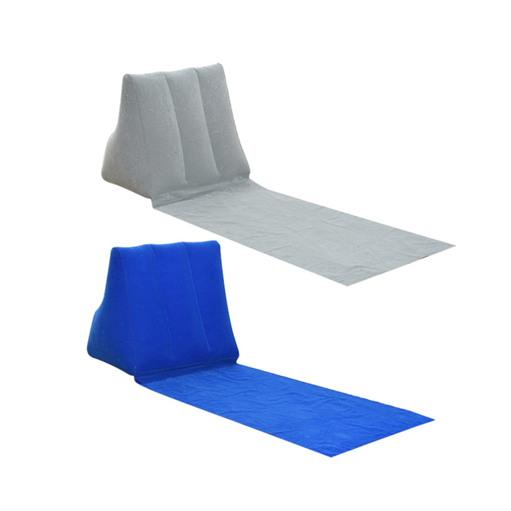 2 X Blue Grey Inflatable Beach Mat Triangle Beach Cushion Outdoor Picnic Pillow