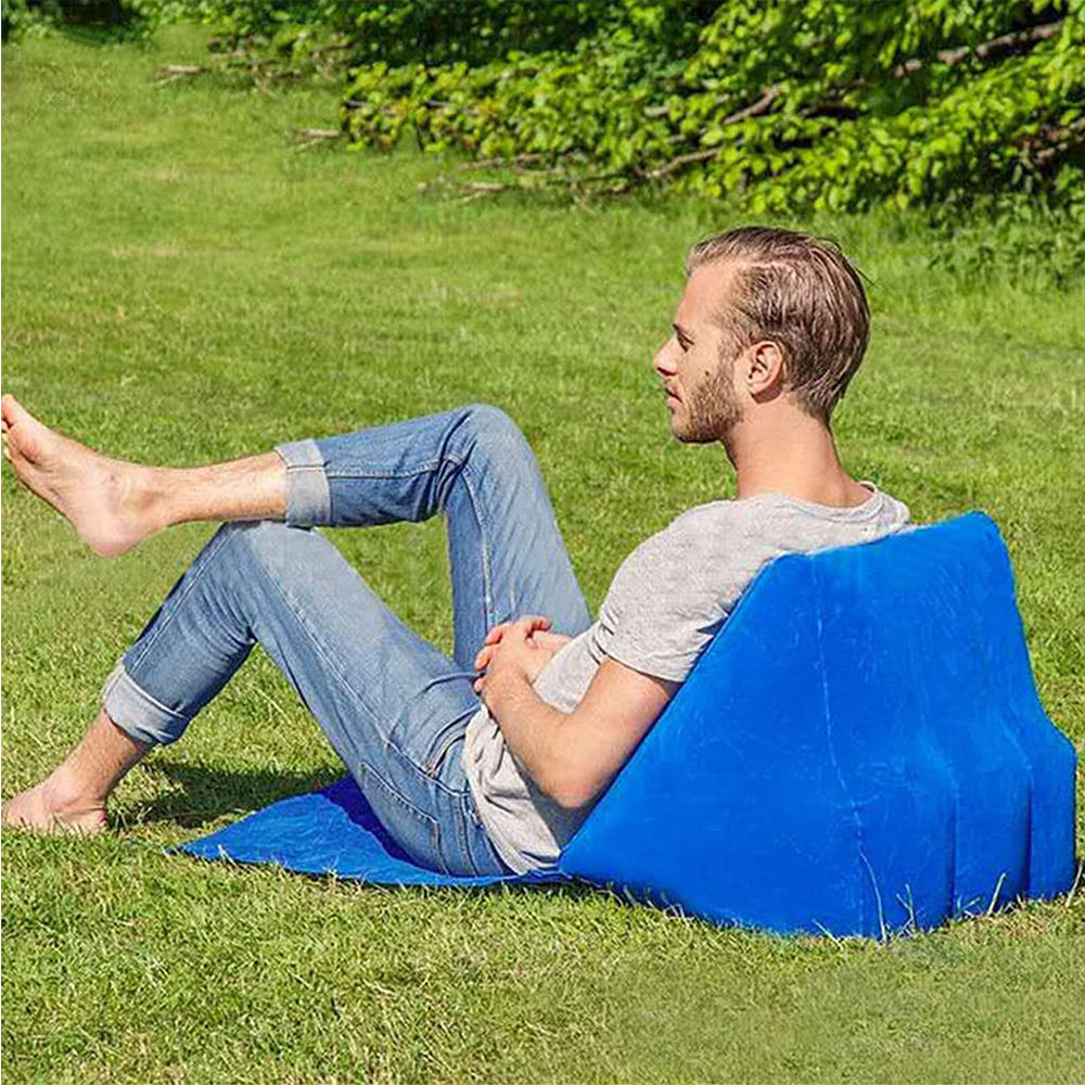 2 X Blue Pink Inflatable Beach Mat Triangle Beach Cushion Outdoor Picnic Pillow