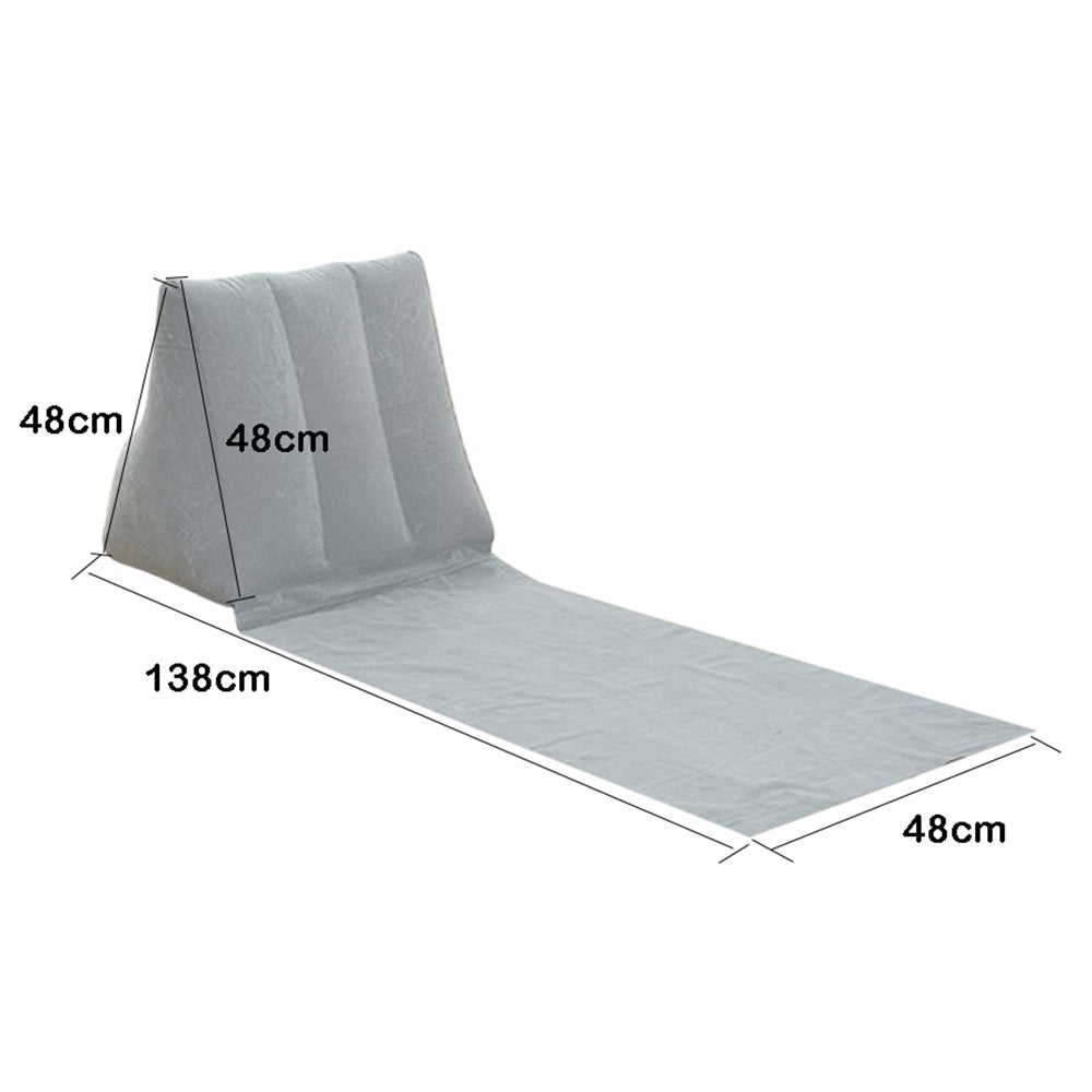 2 X Blue Grey Inflatable Beach Mat Triangle Beach Cushion Outdoor Picnic Pillow