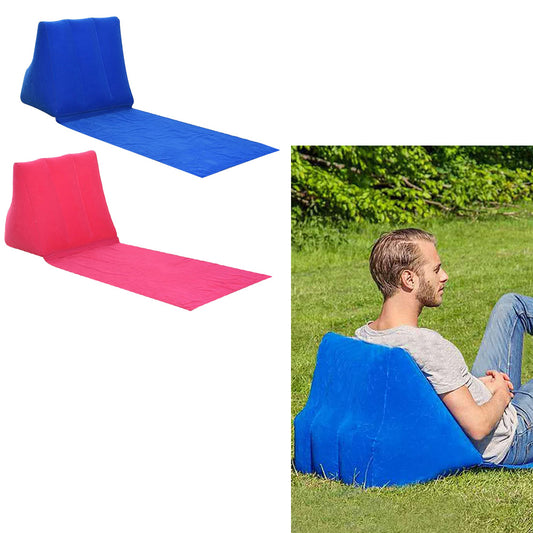 2 X Blue Pink Inflatable Beach Mat Triangle Beach Cushion Outdoor Picnic Pillow