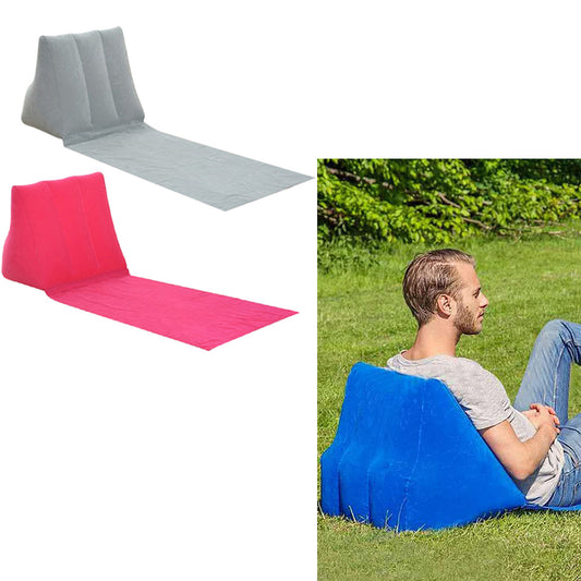 2 X Grey Pink Inflatable Beach Mat Triangle Beach Cushion Outdoor Picnic Pillow