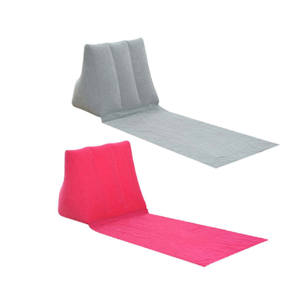 2 X Grey Pink Inflatable Beach Mat Triangle Beach Cushion Outdoor Picnic Pillow