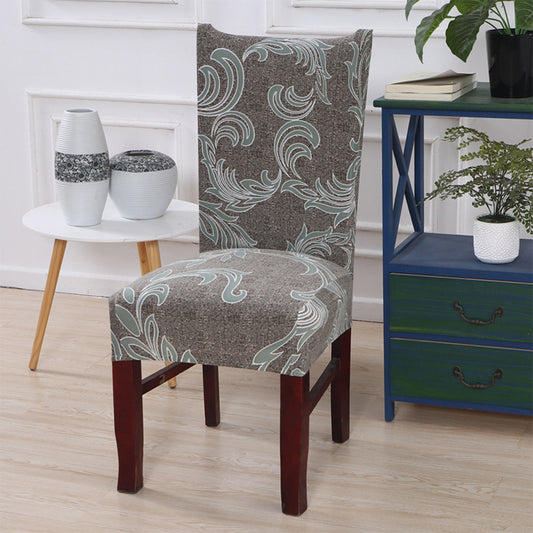 2pcs Stretch Dining Printed Pattern Chair Slipcover Home Decor-Dark grey