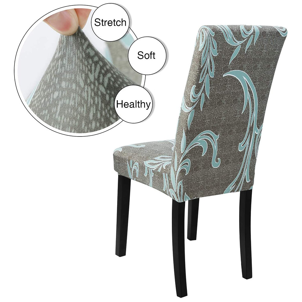 2pcs Stretch Dining Printed Pattern Chair Slipcover Home Decor-Dark grey