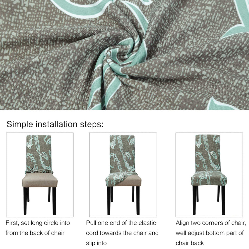 2pcs Stretch Dining Printed Pattern Chair Slipcover Home Decor-Dark grey