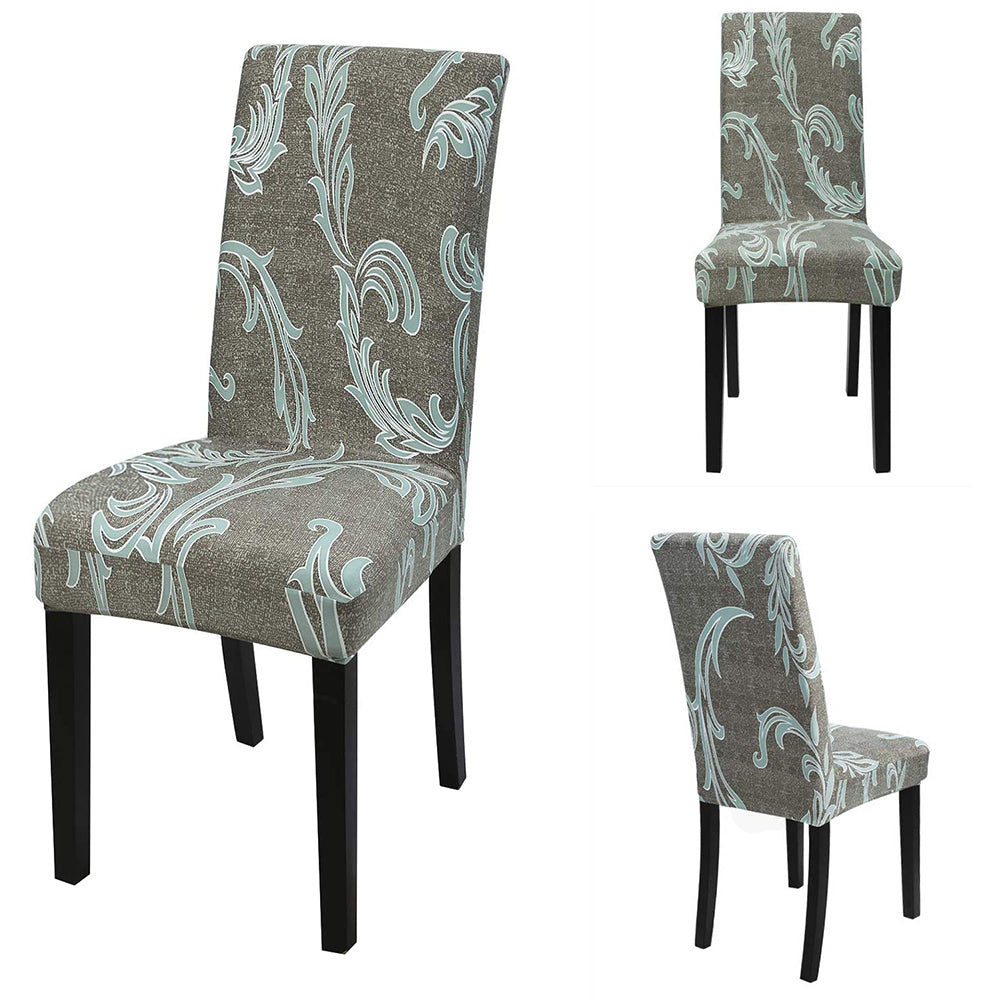 2pcs Stretch Dining Printed Pattern Chair Slipcover Home Decor-Dark grey