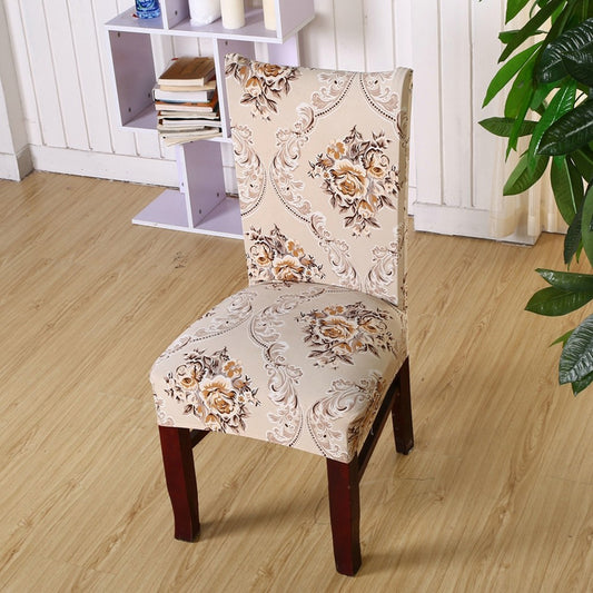 2pcs Stretch Dining Printed Pattern Chair Slipcover Home Decor-Khaki
