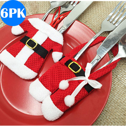 Set of 12 Christmas Knife Fork Holder - Santa Claus Jacket+Pants